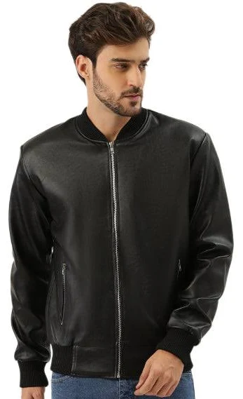 Men's Solid Biker Jacket - XL