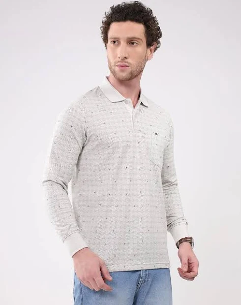 Men’s Regular Fit Printed Collared Neck Full Sleeve Winter T-Shirt