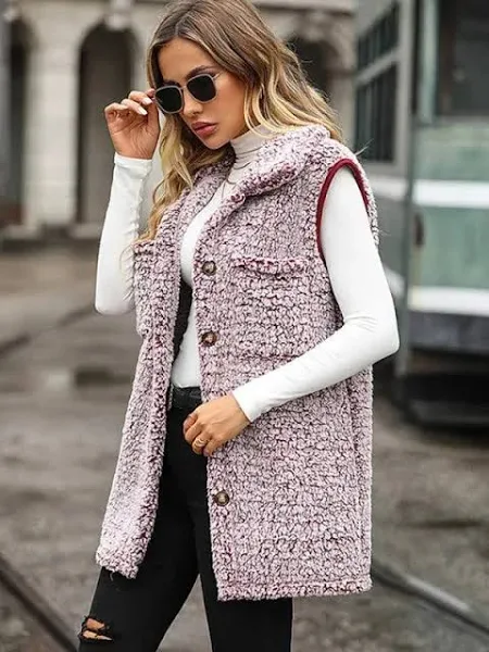 Women's Elastic Waist V-Neck Sleeveless Houndstooth Coat
