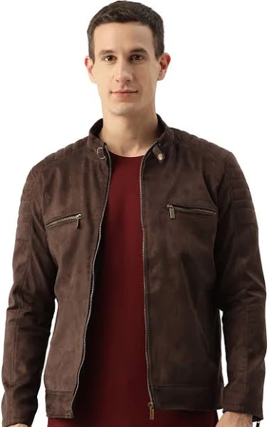 Men Zip Front Regular Fit Jacket - L