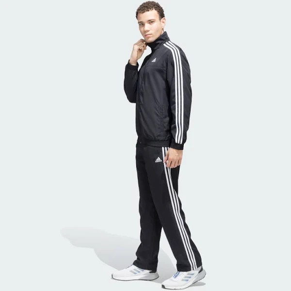 Men's Striped Mock Collar Mid-Rise Zipper Tracksuit