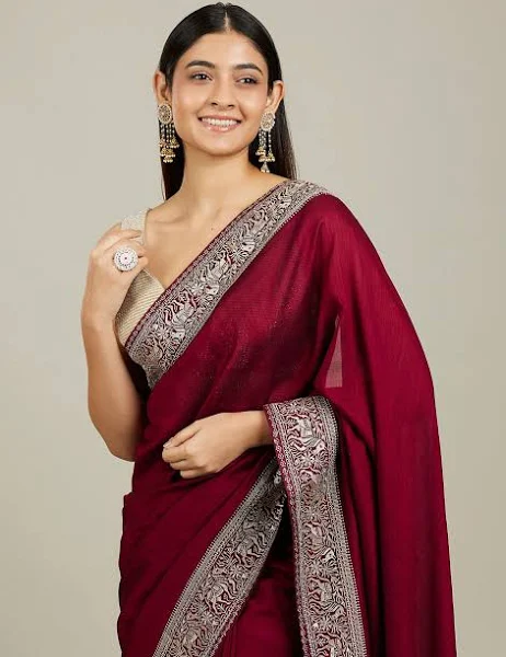 Women's Embroidered Chiffon Saree
