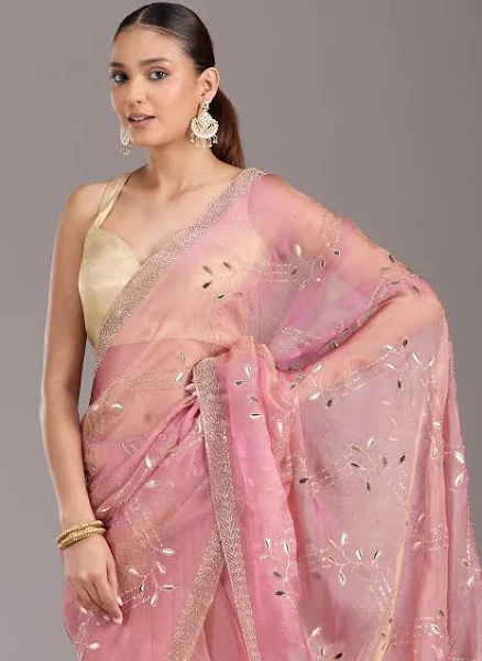 Pink Stonework Tissue Saree