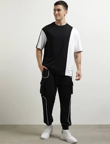 Men's Breathable Co-ord Set Male Colorblocked